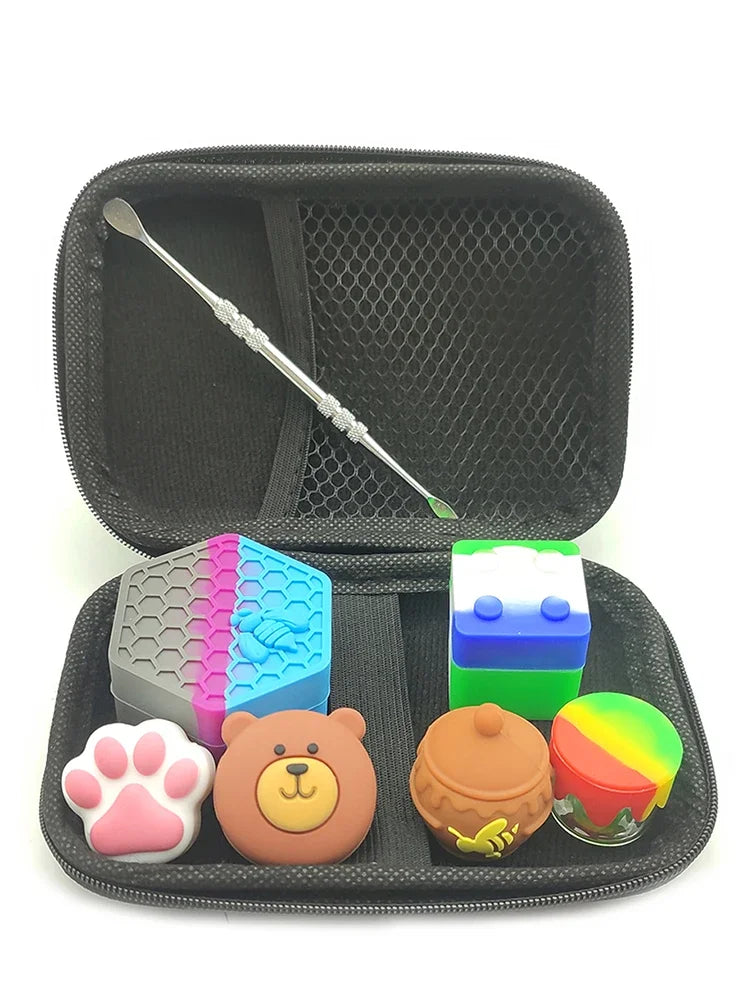 1 conjunto de recipientes de silicone antiaderentes, caixa de armazenamento de óleo, creme facial, maquiagem, estojo de várias capacidades