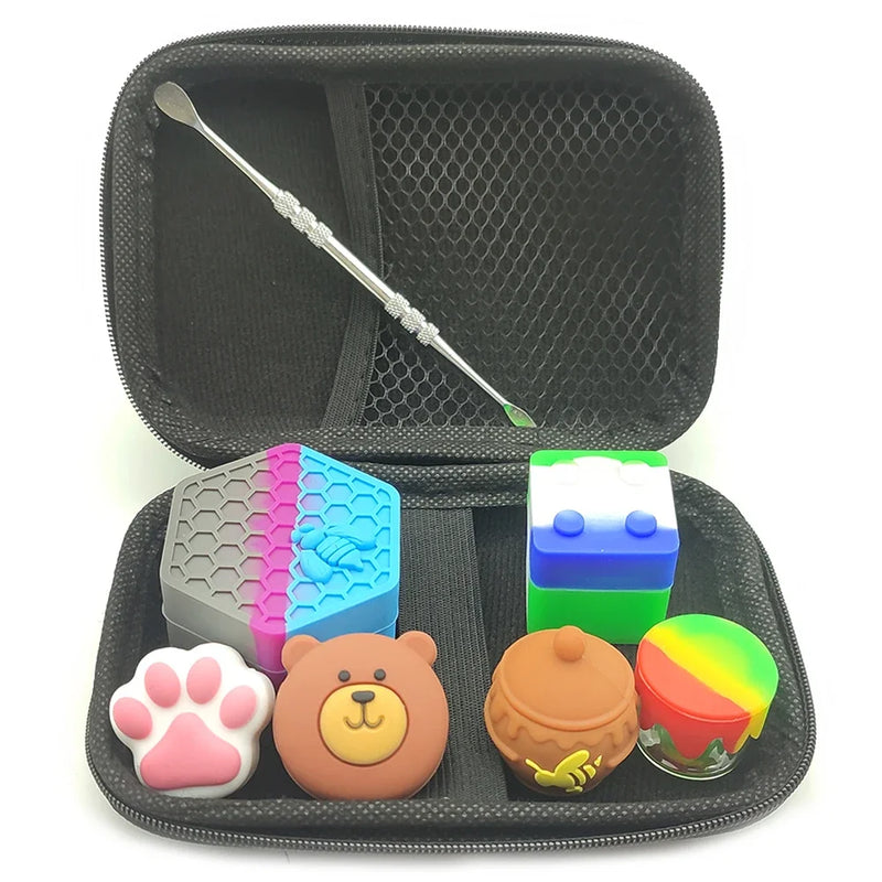 1 conjunto de recipientes de silicone antiaderentes, caixa de armazenamento de óleo, creme facial, maquiagem, estojo de várias capacidades