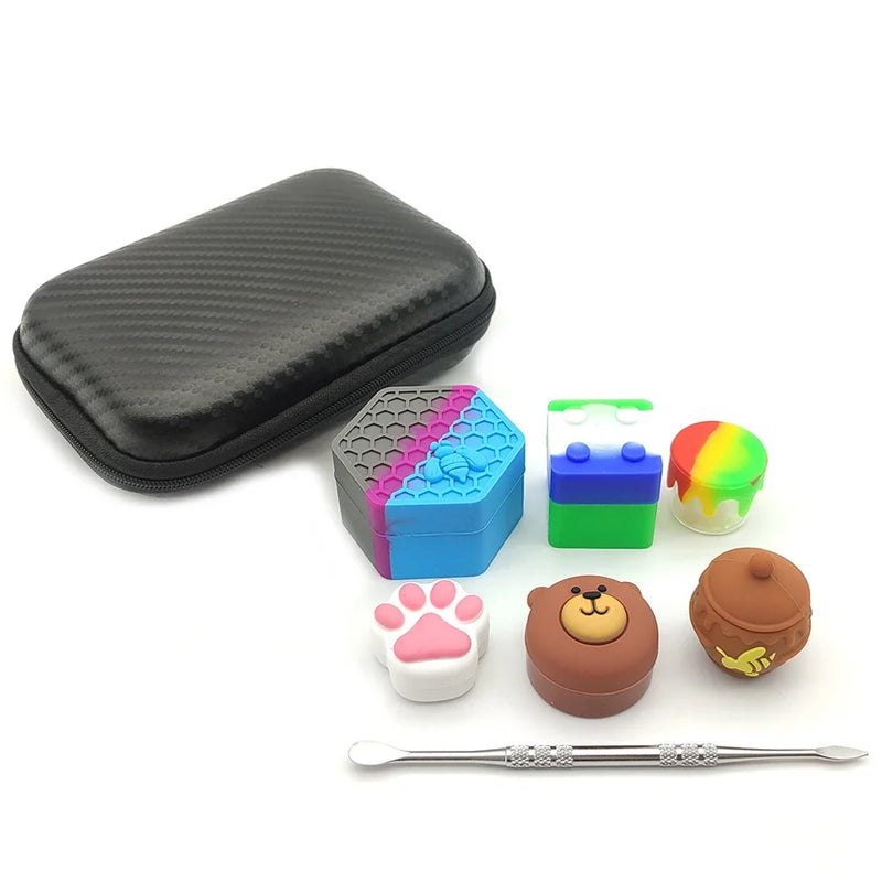 1 conjunto de recipientes de silicone antiaderentes, caixa de armazenamento de óleo, creme facial, maquiagem, estojo de várias capacidades